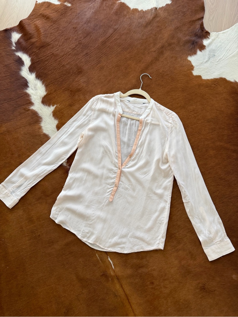 Cynthia Rowley cream silk blouse size S